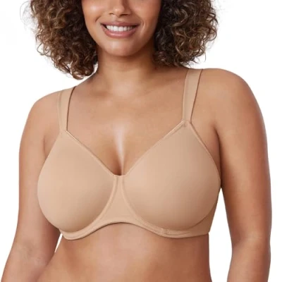 Abbildung von DELIMIRA Damen T Shirt Minimizer BH mit Bügel Große Größen Ohne Gepolstert Taupe Tan 105G
