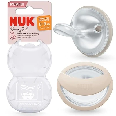 Abbildung von NUK MommyFeel Babyschnuller 0−9 Monate stillfreundliche Sauger BPA freies Silikon Greige &amp; Sandstone 2 Stück