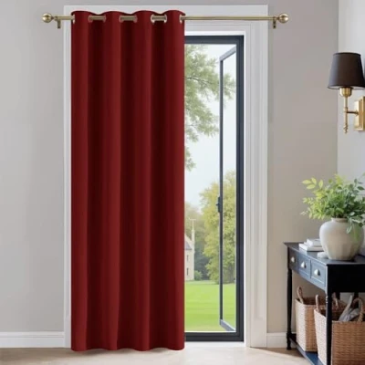 Abbildung von PONY DANCE Wohnzimmer Gardinen mit Ösen 1 Stück H 210 x B 132 cm Thermovorhang Hitzeschutz Verdunkelungsvorhang Blickdicht Weihnachts Vorhang Kinderzimmer Mädchen, Rot