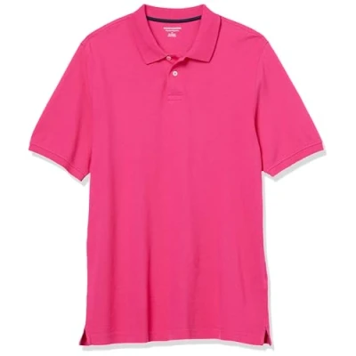 Abbildung von Amazon Essentials Herren Polohemd mit normaler Passform aus Baumwollpiqué (erhältlich in Big &amp; Tall), Intensive Rosa, XL