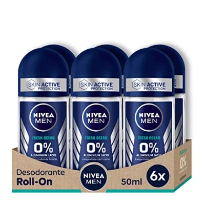 Abbildung von NIVEA MEN Fresh Ocean Deo Roll On (6 x 50 ml), ohne Aluminium (ACH) mit 48h Schutz vor Körpergeruch, erfrischender Duft (Verpackung kann variieren)