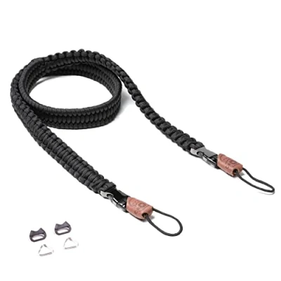 Abbildung von C Rope Kameragurt THE TRAVELER handgeflochten aus Paracord, Schultergurt mit Schnellverschluss, 100cm, Schwarz