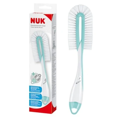 Abbildung von NUK Twist Flaschenbürste mit Schwamm und integrierter Saugerbürste ergonomischen Griff für Flaschen Sauger 1 Stück