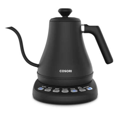 Abbildung von COSORI Wasserkocher Edelstahl Schwanenhals, 0,8 Liter, mit Temperatureinstellung, 80℃ bis 100℃, Warmhaltefunktion für 60 Min, Schwarz