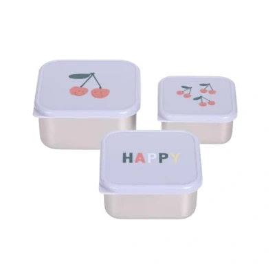 Abbildung von LÄSSIG Snackbox Kinder 3er Set Edelstahl Brotdose/Snackbox Stainless Steel Happy Fruits Cherry