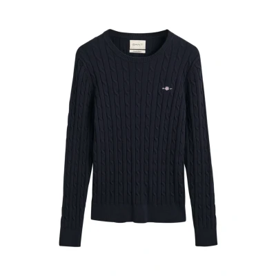 Abbildung von GANT Stretch Cable C NECK Strickpullover, Damen, Größe: XS, Evening blue