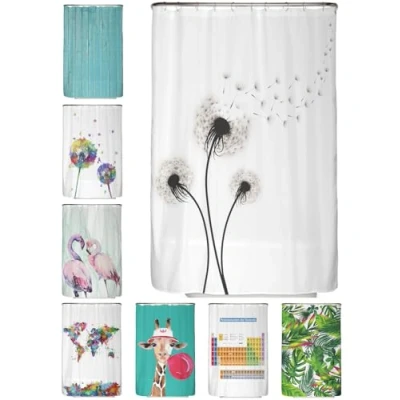 Abbildung von arteneur® Pusteblume Schwarz und Weiß Anti Schimmel Duschvorhang 120x200 Recycelt mit Öko Tex Standard 100 Beschwerter Saum, Blickdicht, Wasserdicht, Waschbar, 8 Ringe