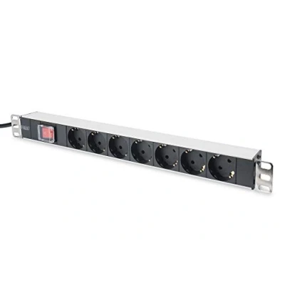 Abbildung von DIGITUS 19&quot; Steckdosenleiste 7 Abgriffe 1HE 250VAC 50/60Hz 16A 4000W Mit Schalter Für 19 Zoll Netzwerk und Serverschränke