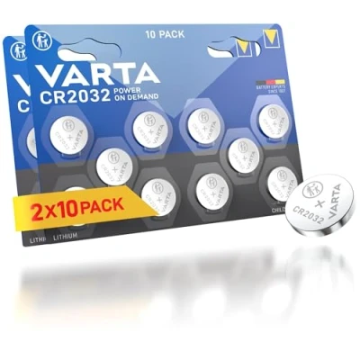Abbildung von VARTA Batterien Knopfzellen CR2032, Lithium Coin, 3V, kindersichere Verpackung, für elektronische Kleingeräte Autoschlüssel, Fernbedienungen, Waagen (20er Pack)