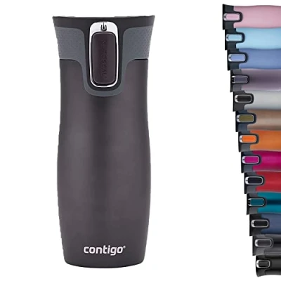 Abbildung von Contigo West Loop Autoseal Thermobecher, Edelstahl Isolierbecher, Kaffeebecher To Go, BPA frei, auslaufsicherer Reisebecher mit Easy Clean Deckel, hält bis zu 5h warm, 470 ml, 1 Stück