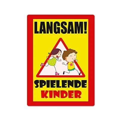 Abbildung von XXL Langsam ! spielende KINDER Schild 30 x 40 cm aus stabiler PVC Hartschaumplatte 5mm mit UV Schutz von STROBO
