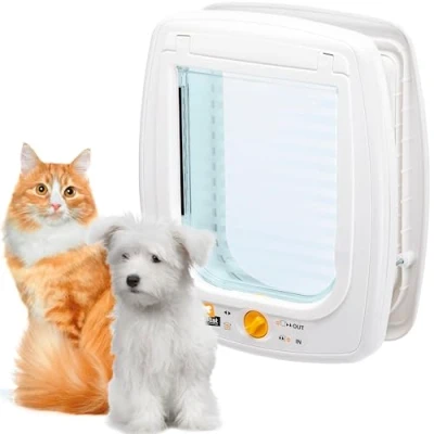 Abbildung von Ferplast Katzenklappe, Hundeklappe, katzenklappe große katzen, Kleine Hundetür, 4 wege steuerbarer Ein und Ausgang, Pendeltür mit Schutz vor Zugluft, SWING 9 Haustierklappe, Weiß