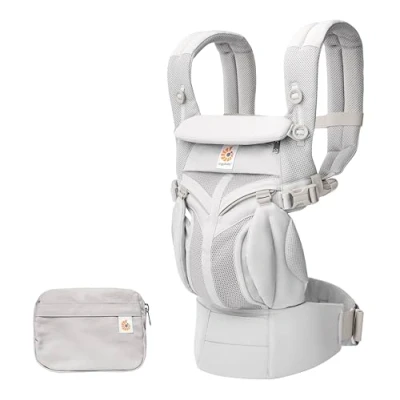 Abbildung von Ergobaby Babytrage für Neugeborene bis zum Kleinkind, 4 Positionen Omni 360 Cool Air Mesh Pearl Grey, Ergonomische Baby Tragetasche Bauchtrage Rückentrage