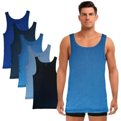 Abbildung von SGS 5er Pack: Stilvolle Unterhemden Herren &amp; Tank Top in Weiß Schwarz oder Bunt ideal als Muskelshirt Unterziehshirt