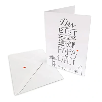 Abbildung von Vatertagskarte Glückwunschkarte für den besten Papa der Welt Grußkarte oder Dankeschön Karte zu Vatertag, Geburtstag, Klappkarte mit Leinenstruktur inkl. Umschlag