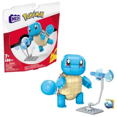 Abbildung von Mega POKÉMON Bauset bewegliche Schiggy Figur, Pokéball und 199 kompatible Bausteine für authentische Kampfeffekte, ab 6 Jahren, GYH00