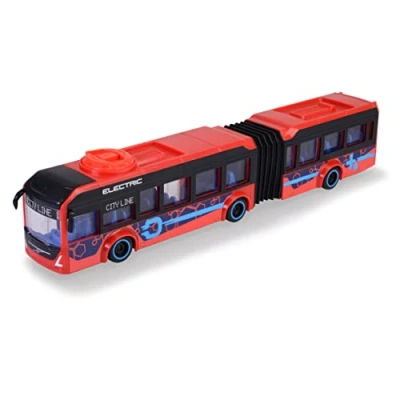 Abbildung von Dickie Toys Spielzeug Bus Volvo (rot) lenkbarer City (40 cm) zum Spielen für Kinder ab 3 Jahren, Spielzeugauto mit Lenkung &amp; Türen Öffnen