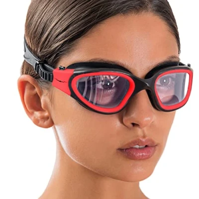 Abbildung von AqtivAqua Schwimmbrille Herren Damen Schwimmbrillen Erwachsene Kinder DX C (Rot, Klare)