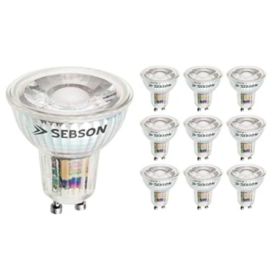 Abbildung von SEBSON® Ra 95 Serie + flimmerfrei, GU10 LED Lampe 5W warmweiß, ersetzt 50W, 380lm, 3000K, 230V Leuchtmittel, ø50x54mm, 10er Pack