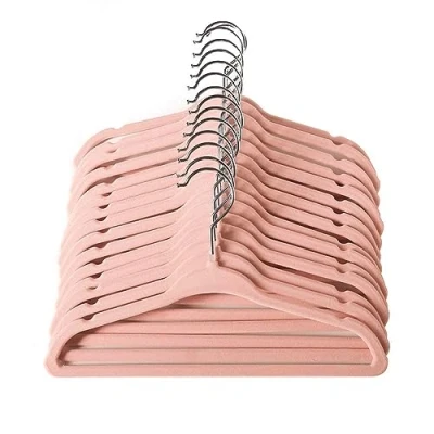 Abbildung von ManGotree Baby Samt Kleiderbügel für Säuglinge und Kleinkinder, 28cm Kinder Größe, 360 Grad Drehbar, Ultradünnes Rutschfestes Design, 15 Stück (Hellrosa)
