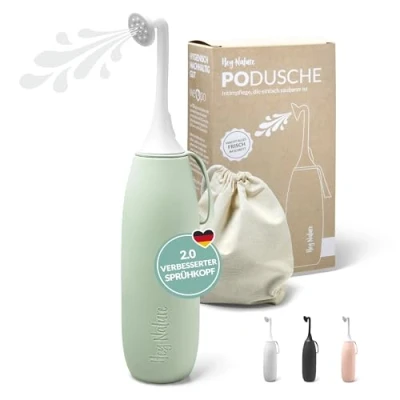 Abbildung von Hey Nature Po Dusche mint, mobiles Bidet für eine sanfte, hygienische Reinigung des Intimbereichs. Podusche Hilfe im Wochenbett, bei Hämorrhoiden &amp; als Alternative zu feuchtem Toilettenpapier