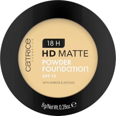 Abbildung von Catrice 18H HD Matte Powder Foundation, Nr. 012W, Nude, langanhaltend, mattierend, matt, für unreine Haut, vegan, ölfrei, UVA und UVB Filter + SPF 15, ohne Parfüm, 1er Pack (8g)