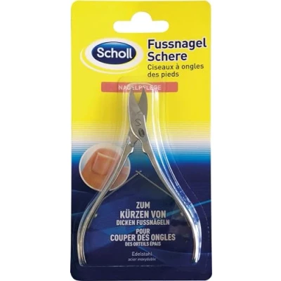 Abbildung von Scholl Fußnagel Schere, komfortables Kürzen von Fußnägeln, ergonomisch geformter Zangengriff, Silber, 1 Stück