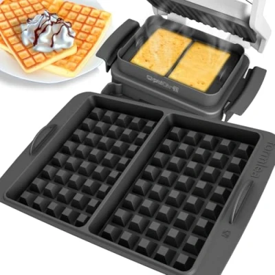 Abbildung von Waffeleinsatz kompatibel mit Tefal OptiGrill Standardmodellen, 4in1, 2in1, Elite, Plus +, Backschaleneinsatz aus Silikon, Belgische Waffeln, Waffel, Zubehör