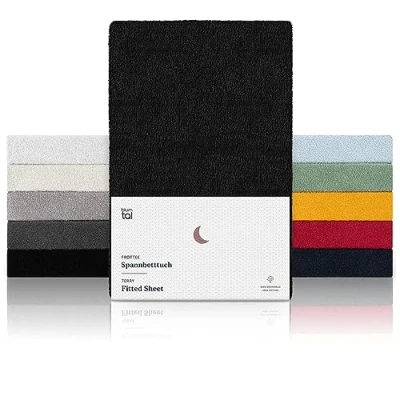 Abbildung von Blumtal® Frottee Spannbettlaken 90x200 cm im 2er Set Oeko TEX zertifiziertes Spannbetttuch bis 25 Matratzenhöhe wärmend in Weiß
