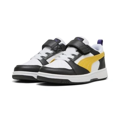 Abbildung von Puma Rebound V6 Sneaker low für Kinder, Größe: 29, Black yellow sizzle white Schuhe