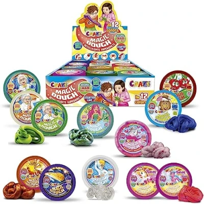 Abbildung von Craze Magic Dough Knete Kinder Komplettes Thekendisplay mit 24x Dosen, Magische 15 g 12 Spezialeffekten, ohne BPA, glutenfrei