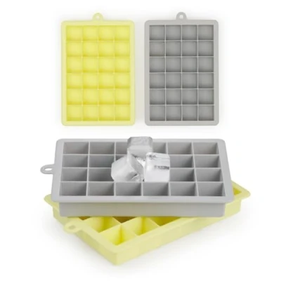 Abbildung von Blumtal Eiswürfelformen Silikon 2x24er Eiswürfelform mit Deckel für Eiswürfel 2,6 cm 2 x in M BPA freier Ice Cube Maker 2x Ultimate Grey und Yellow