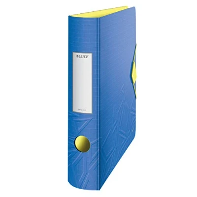 Abbildung von Leitz Qualitäts Ordner 180 Active, A4, Schmal, Abgerundeter Rücken, 6,5 cm breit, Gummibandverschluss, Leichtes Polyfoam, Plastik Ordner, Urban Chic Serie, Blau, 11170032