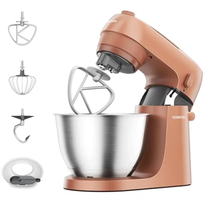 Abbildung von Kenwood Go Küchenmaschine KZM35.000RD, platzsparend, inkl. 4 Liter Schüssel, K Haken, Ballonschneebesen, Knethaken, Spritzschutz &amp; Messlöffel, Metallgehäuse mit Tragegriff, 800W, Rot