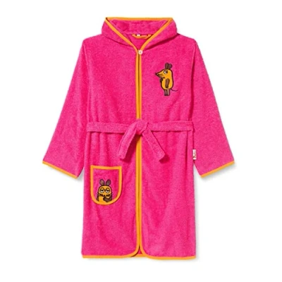 Abbildung von Playshoes Unisex Kinder Frottee bademantel Morgenmantel, Pink Die Maus, 134 140 EU