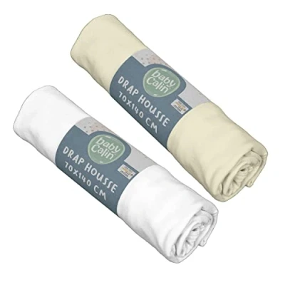 Abbildung von BabyCalin 2er Set Spannbettlaken Weiß/Ecru 70x140x17cm