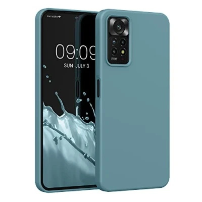 Abbildung von kwmobile Hülle kompatibel mit Xiaomi Redmi Note 11 Pro/Note Pro (5G) / 12 (4G) Silikon Handy Case Handyhülle weiche Oberfläche kabelloses Laden Arctic Night
