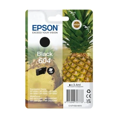 Abbildung von Epson Orginal 604 Tinte Ananas Singlepack schwarz Standard, XP 2200 2205 3200 4205 WF2910DWF WF2930DWF WF2950DWF, ReadyPrint Flex Tintentarife