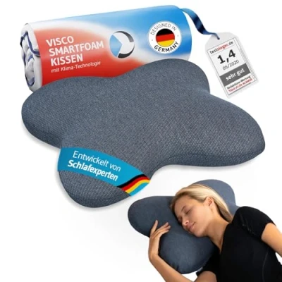 Abbildung von Nackenkissen ACAMAR QuickDry, Orthopädisches Seitenschläfer Kissen, Visco Kopfkissen aus Memory Foam, Schnelltrocknender &amp; thermoregulierender Bezug, HWS Nackenstützkissen Anti Schnarch Kissen