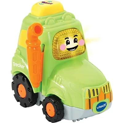Abbildung von VTech Tut Baby Flitzer Trecker Spielzeugauto mit Musik, aufleuchtender Taste, spannenden Sätzen und Geräuschen Für Kinder von 1 5 Jahren, Grün/Orange/Gelb