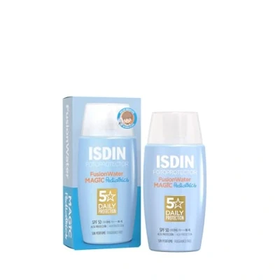 Abbildung von ISDIN Pediatrics Fusion Water LSF 50 Kinder Sonnencreme für das Gesicht, Ultraleichte Textur, Geeignet alle Hauttypen, ml