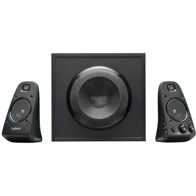 Abbildung von Logitech Z623 Lautsprecher System mit Subwoofer, Satter Bass, 400 Watt Spitzenleistung, THX Zertifiziert, 3.5mm &amp; Cinch Eingänge, Multi Device, EU Stecker, PC/PS4/Xbox/TV/Smartphone/Tablet Schwarz