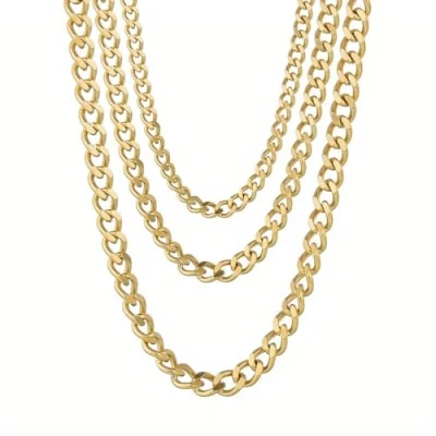 Abbildung von Costumed Goldkette 80er 90er Jahre Panzerkette ca. 50 cm Goldkettchen wie Rapper Gangster Fokuhila Accessoires für Fasching Karneval