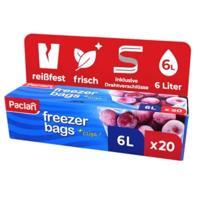 Abbildung von Paclan, Gefrierbeutel 6 Liter, 20 Stück Transparent