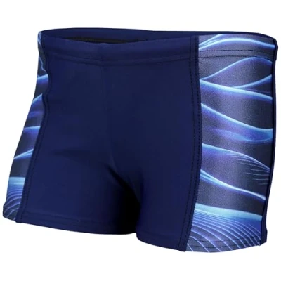 Abbildung von Aquarti Badehose Jungen Schwimmhose mit Kontrast Einsätzen Bequeme Badehosen für Jungen, Farbe: 11307 Dunkelblau/Blau, Größe: 146
