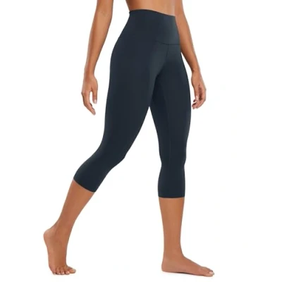 Abbildung von CRZ Yoga Butterluxe Damen High Waist 3/4 Leggings Capri Blickdicht Sport Fitness Sommer Sporthose 48cm Echte Marine 40