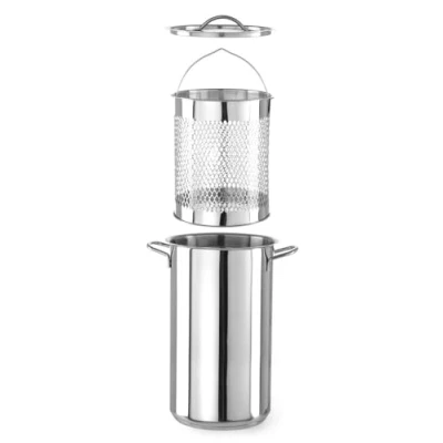Abbildung von HENDI Spargeltopf Set XL, geeignet für alle Herdarten, extra hohe langen Spargel, zum Dämpfen von Gemüse/Fisch, kochen Nudeln, warmhalten Hot Dogs, 5,5L, ø160x(H)280mm, Edelstahl 18/0