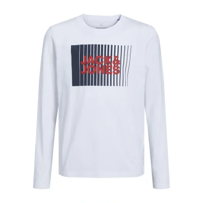 Abbildung von JACK &amp; JONES JUNIOR Jungen Jjecorp Logo Tee Play Ls O Neck Noos Jnr T Shirt, White, 140