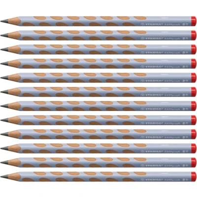 Abbildung von Ergonomischer Dreikant Bleistift für Rechtshänder STABILO EASYgraph in pastellblau 12er Pack Härtegrad HB