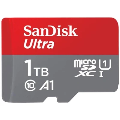Abbildung von SanDisk Ultra Android microSDXC UHS I Speicherkarte 1 TB + Adapter (Für Smartphones und Tablets, A1, Class 10, U1, Full HD Videos, bis zu 150 MB/s Lesegeschwindigkeit)